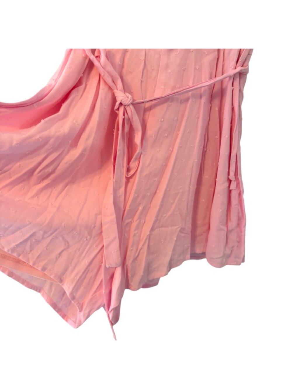 Trixxi Womens Pink Surplice Romper With Waist Tie Sz Medium Short Sleeves. NWT - Picture 6 of 12